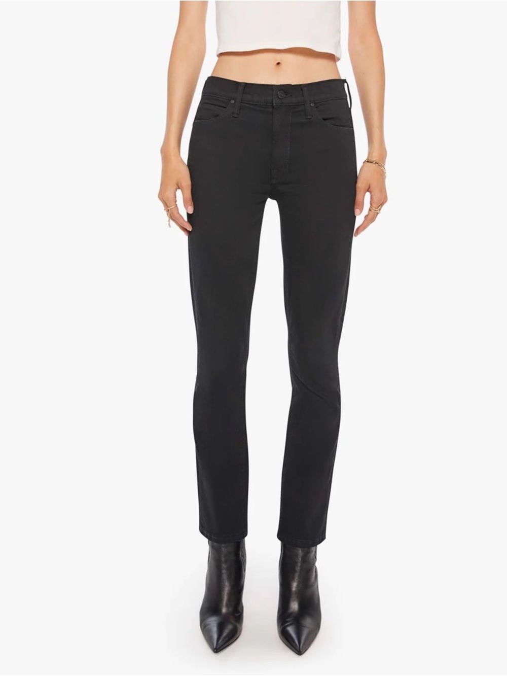 MOTHER Black Not Guilty Wash Mid Rise Dazzler Ankle Jeans Sz. 26